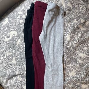 3/$12 Cat & Jack Black, Burgundy, and Gray Leggings Trio